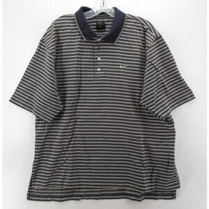 VINTAGE Nike Golf Polo Shirt Large Pullover Striped Swoosh Retro Y2K *